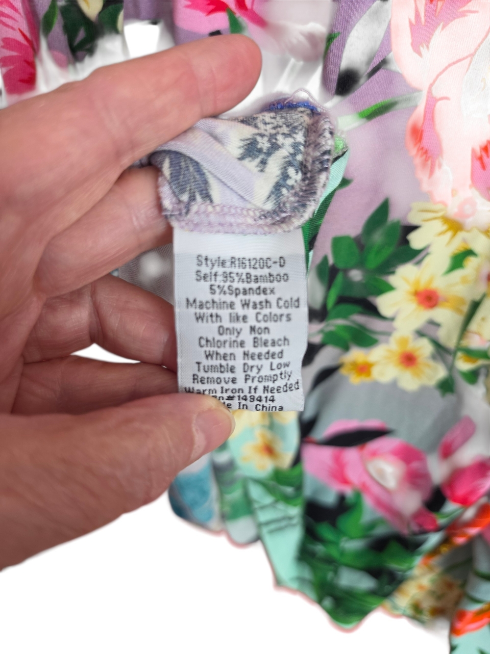 Johnny Was Lavender Floral V-Neck Long Sleeve Top - Picture 3 of 3